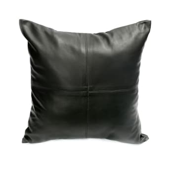 LEATHER - Coussin en cuir noir 40x40