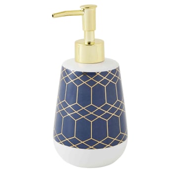 Gotam - Distributeur de savon en céramique à motifs bleu