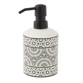 Tribu - Distributeur de savon en porcelaine blanc et noir