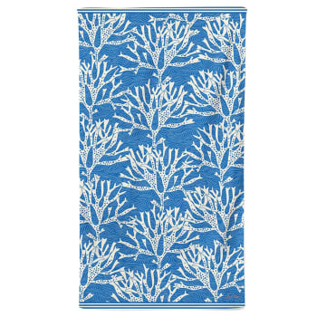 FLORA - Drap de plage coton Bleu 100x180 cm