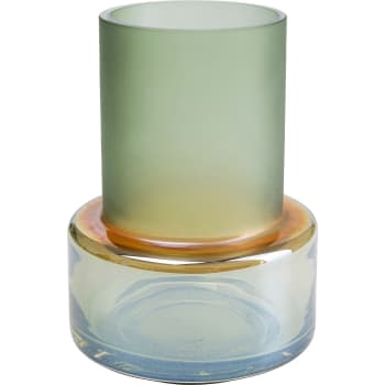 Chloe - Vase en verre vert mat et doré brillant H18