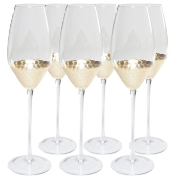 Gobi - Lot de 6 - Flûtes à champagne en verre fond doré