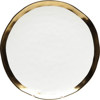 Bell - Assiette plate en porcelaine blanche et dorée D25