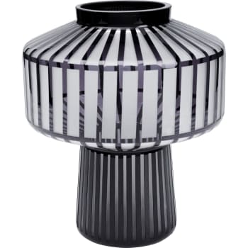 Roulette - Vase en verre gris clair mat et noir brillant H30