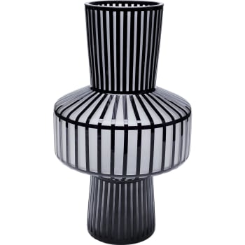 Roulette - Vase en verre gris clair mat et noir brillant H42
