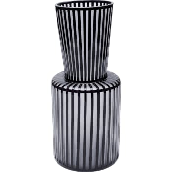 Roulette - Vase en verre gris clair mat et noir brillant H41