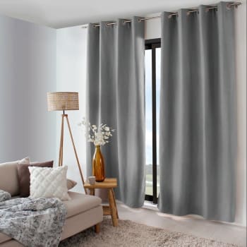 NORDICA - Rideau thermique doublé polyester gris 240x135cm