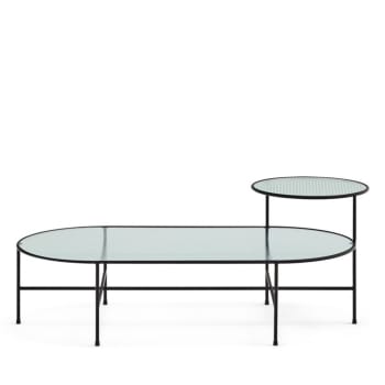 Nix - Table basse en verre strié et métal noir