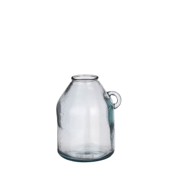 Sitia - Vase bouteille en verre recyclé bleu clair H25.5