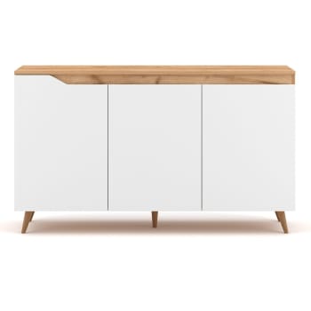 MeblePitus Credenza Bianca 210 cm Rovere Sonoma MP2 - Credenza per  Soggiorno, Camera da Letto e Corridoio - 2 Cassettiere con Ante, Collegate  ad una Cassettiera con 3 Cassetti - Madia, Credenze : : Casa e  cucina