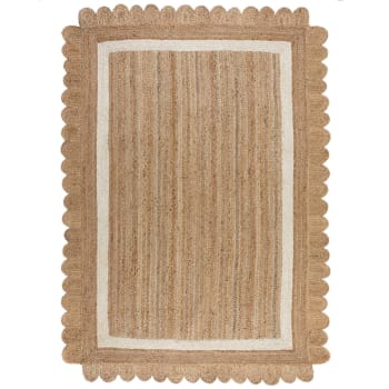 FLOWER JUTE - Tapis de salon en jute beige 120x170 cm