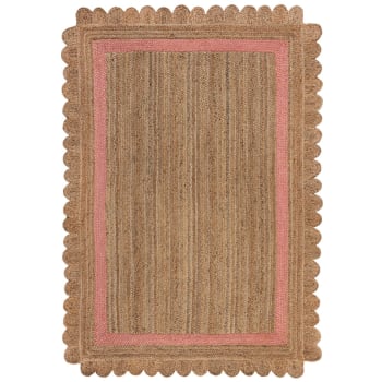 FLOWER JUTE - Tapis de salon en jute rose 120x170 cm