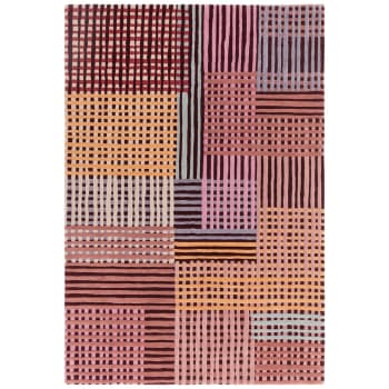 FACET - Tapis de salon en laine rose rouge 120x170 cm
