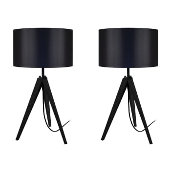 IDUN-LOT 2 - Lampe de chevet bois noir