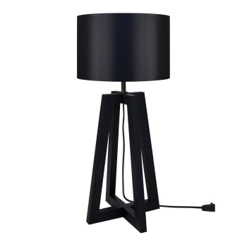 LOT - lampada da comodino legno legno bianco e nero