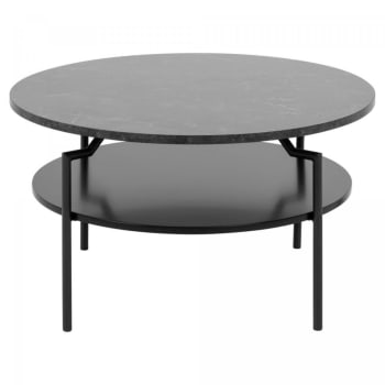 Golda - Table basse contemporaine effet marbre et métal noir
