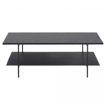 Black - Table basse rectangulaire 2 plateaux en bois noir