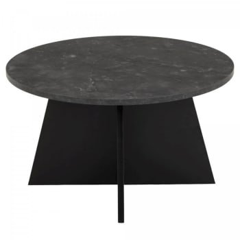 Alexe - Table basse ronde effet marbre noir