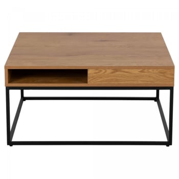 Willy - Table basse carrée en bois massif et métal