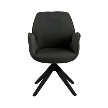 Aurore - Chaise moderne avec accoudoirs en tissu gris foncé