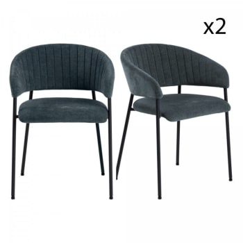 Annie - Lot de 2 chaises contemporaines en tissu bleu