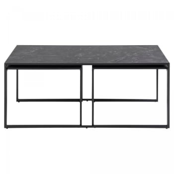 Infinitix - Set de 3 tables basses gigognes effet marbre noir