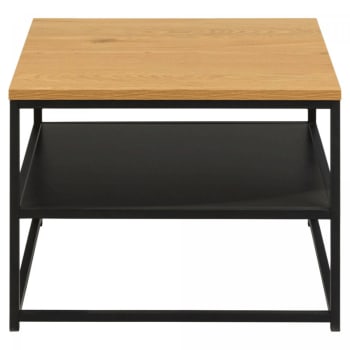 Gisla - Table d'appoint 2 plateaux bois et métal noir 55x55cm