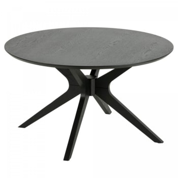 Donka - Table basse ronde en bois de chêne 80cm noir