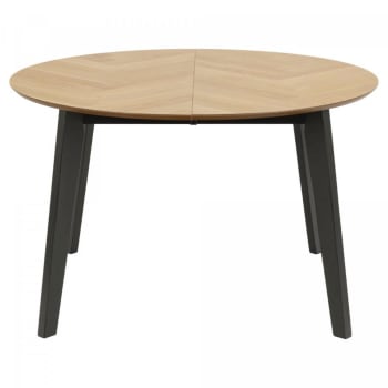 Georgia - Table ronde extensible en bois et métal noir