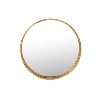 Miroir rond avec bord haut en métal doré de 60 cm
