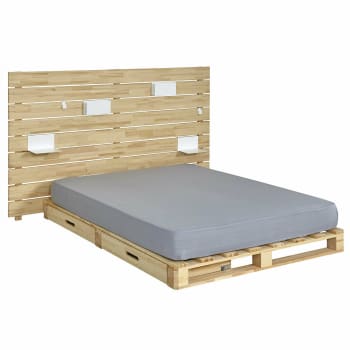 Cembro - Pack lit avec tête de lit bois massif 140x200 cm