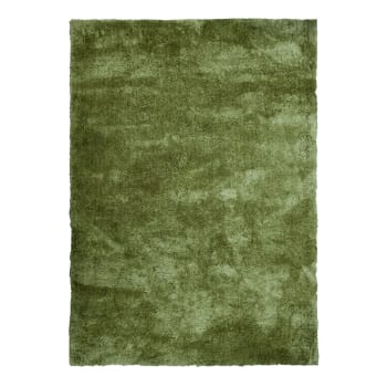 Cocoon - Tapis à poils longs toucher laineux vert rouillé 160x230