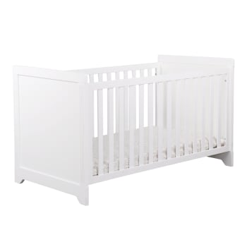 Mona - Pack lit bébé avec matelas bois massif blanc 70x140 cm