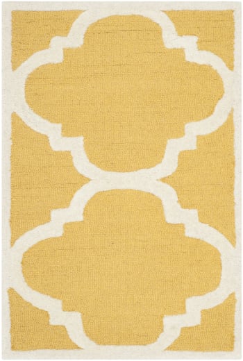 Cambridge - Tapis de salon interieur en or & ivoire, 61 x 91 cm