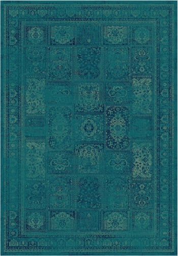 Vintage - Tapis de salon interieur en turquoise & multi, 122 x 170 cm