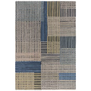 FACET - Tapis de salon en laine bleu 200x290 cm