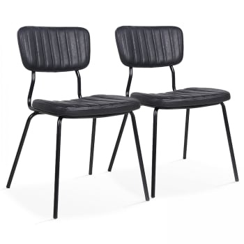 York - Lot de 2 chaises en textile enduit noir