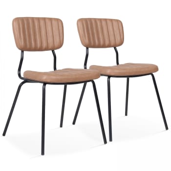 York - Set di 2 sedie in tessuto rivestito marrone chiaro