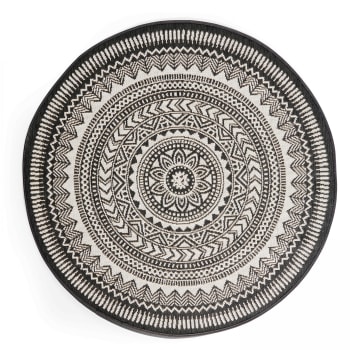 Mandala - Tappeto rotondo in polipropilene nero da 120 cm