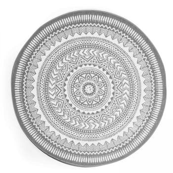 Mandala - Runder Teppich für den Außenbereich mit Mandala-Muster Grau