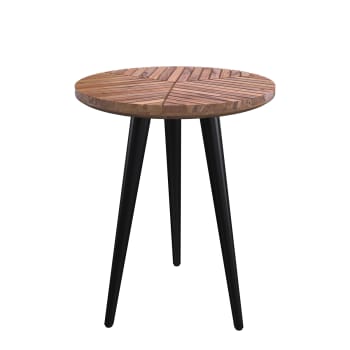 Ella - Mesa de centro redonda de 40 cm de diámetro en madera de acacia