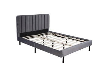 Oxford - Bett 160 x 200 cm aus grauem Samt