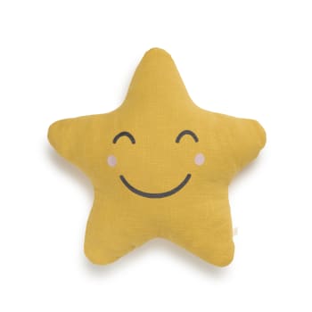 STARI - Cojín estrella algodón amarillo 43x43