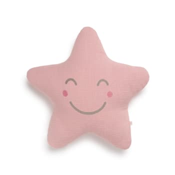 STARI - Cojín algodón estrella rosa 43x43