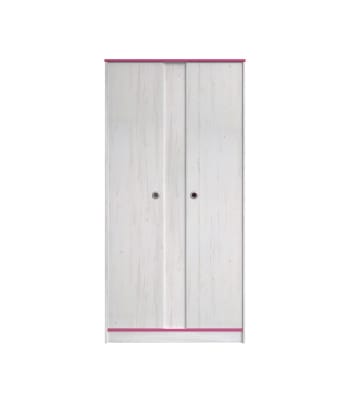Snoozy - Armoire 2 portes avec penderies et lingère L90 cm - Décor bois blanc