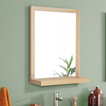 Enio - Miroir rectangulaire avec tablette en bois 60 x 70cm