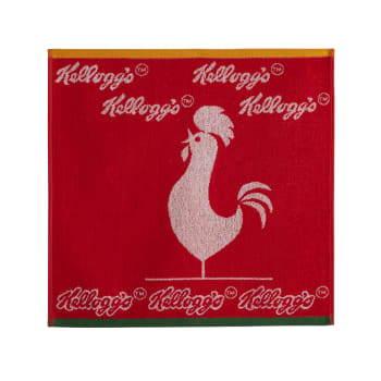 Le coq kellogg's - Carré éponge en coton rouge 50x50