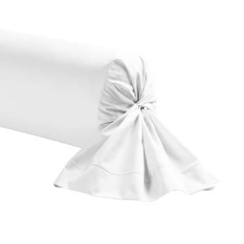 Unis - Taie de traversin unie en coton blanc 85x185