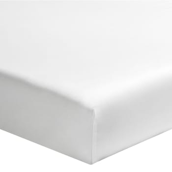 Les unis 57 fils - Drap housse uni en coton blanc 180x200
