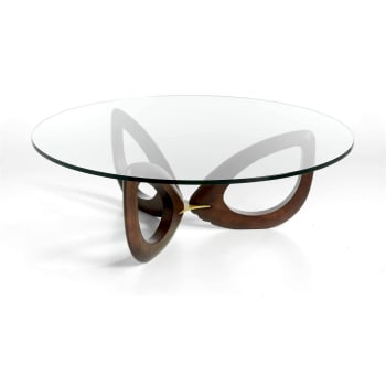 Table Basse Design Mourgue - Verre Et Bois - 120x78x32 Cm (Occasion, Bon état)